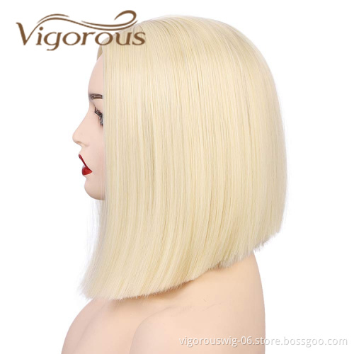 Vigorous Cheap Price Shoulder Length Silky Straight Middle Part Machine Made Cosplay Bob For Black Women Synthetic Hair Wigs